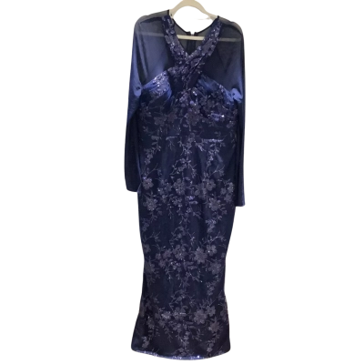 Elegant Bariano Womens  Size 16 Formal Dress Navy Blue Sequined and Lace