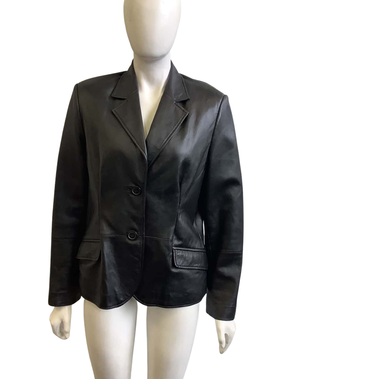 JacquiE Women’s Size 10 Relaxed fit Leather Jacket Black (s)