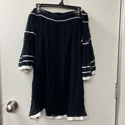 Witchery Womens  Size 10 Blouse Navy Blue 