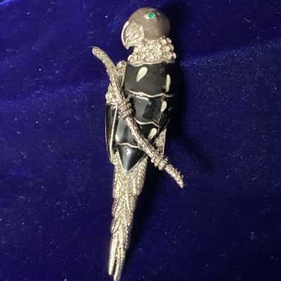 Vintage Style Enamel Parrot Brooch   