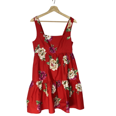 Dotti - Red Floral Sleeveless Mini Dress (Size 10)