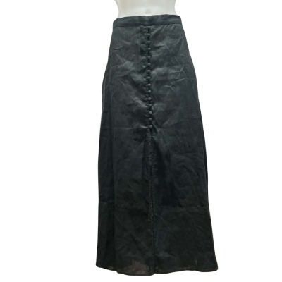 Dissh Womens 100% Linen Size 12 Midi Skirt Black  