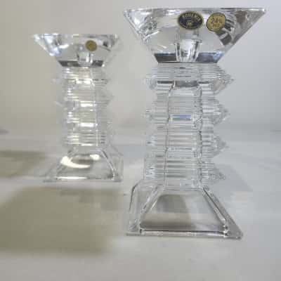 Bohemia Lead Crystal Candle Holders - PAIR