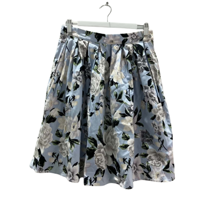 Grace Karin Women's Size S Blue Floral A-Line Pleated Skirt