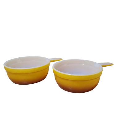 Vintage Agee Pyrex Round Handled Ramekins - set of 2