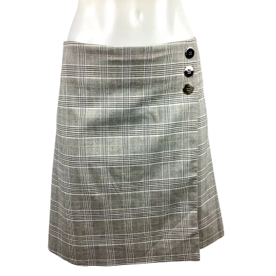 Portmans White Label Camel Check Skirt - Grey Size 14