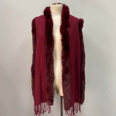 Adrienne Landau Womens  Burgundy Faux Fur One Size Scarf 