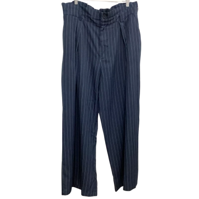  NEW - Cider  Size XL Wide Leg Pants Navy Blue / Green Pinstriped 