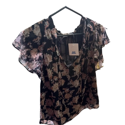 Just Jeans Womens  Size 8 Floral Black Top