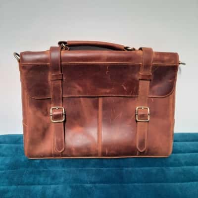 Brown Leather Satchel Bag. 