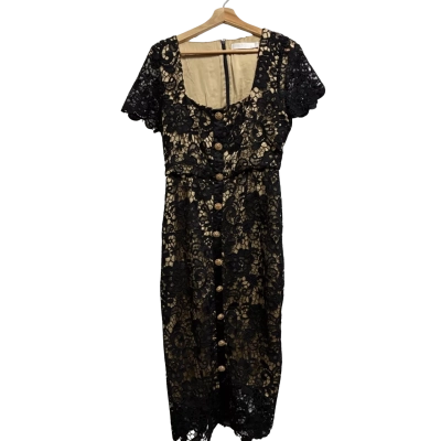 Rachel Parcell Women’s Size 8 Black Floral Lacy Dress w/  Tan Inner
