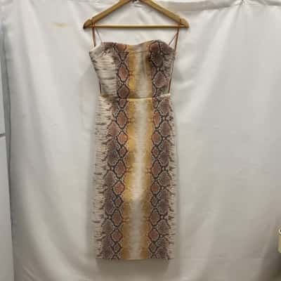 Manning Cartell Australian Made Women's Corset Style Dress Size 10 Snake Skin Print