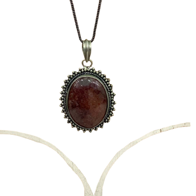  Womens Vintage Boho Necklace Silver Tone with Gemstone (No Stamps)