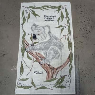 Vintage Tea Towel - Koala - Pure Linen