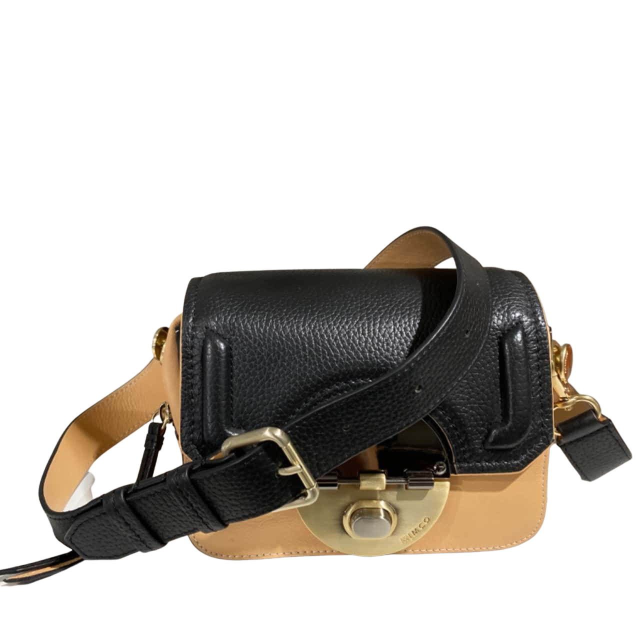 Mimco Womens Cross Body Bag Beige / Black