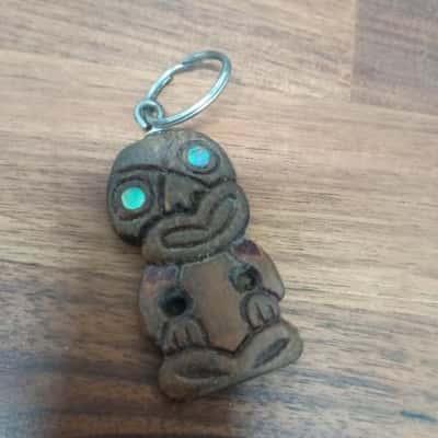 Wooden Maori Tiki Key Ring - Rotorua New Zealand