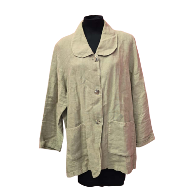  Womens "The Linen Press"  Size XXXL Khaki Short Sleeve Top 