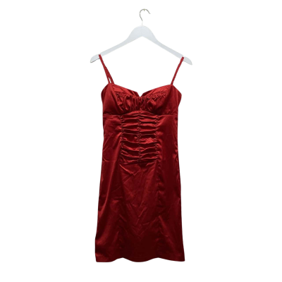 Mei Mei Size 10 Red Satin Ruched Cocktail Dress