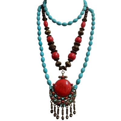 Boho dress stone jewellery  Blue / Red / Turquoise 