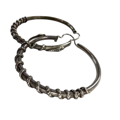 Vintage silver plated Snake Hoops