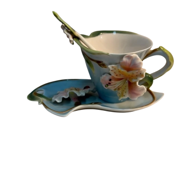 Franz collection porcelain teacup, saucer & teaspoon 