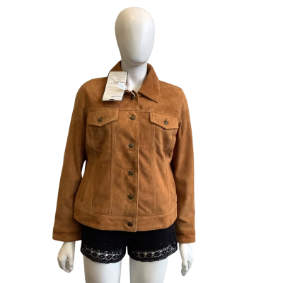 BNWT Real Leather Women's Size M Fernando Trucker Suede Jacket Brown