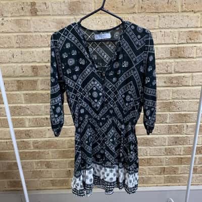 Auguste The Label Womens black print dress Size 10 