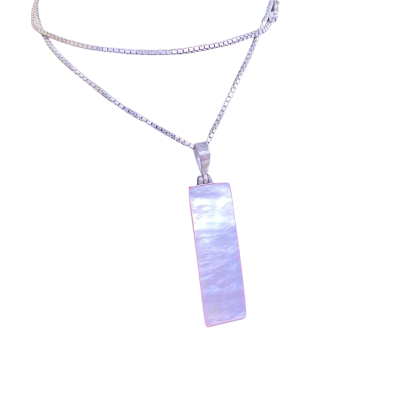  Womens Stirling silver 26cm (drop)Necklace with mother of pearl st silv pendant 