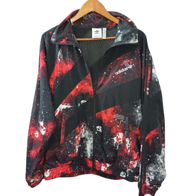 Adidas Size: M Activewear Red Black Cosmic Jacket Lightweight Nylon Sportswear