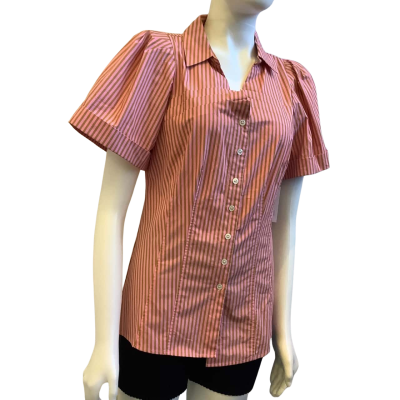 New - Frame Womens Size XS-S Poplin Short Sleeve Shirt Sunset Pink