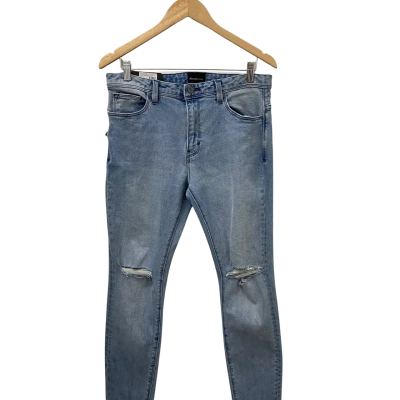Abrand Mens  Size 30 A Dropped Slim Fit Jeans Blue Tripped Rip 