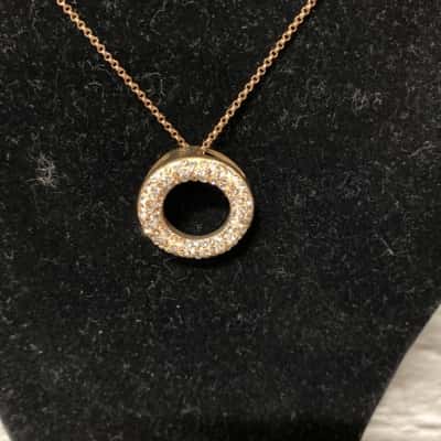 Sterling silver rose gold plated circle of life necklace 
