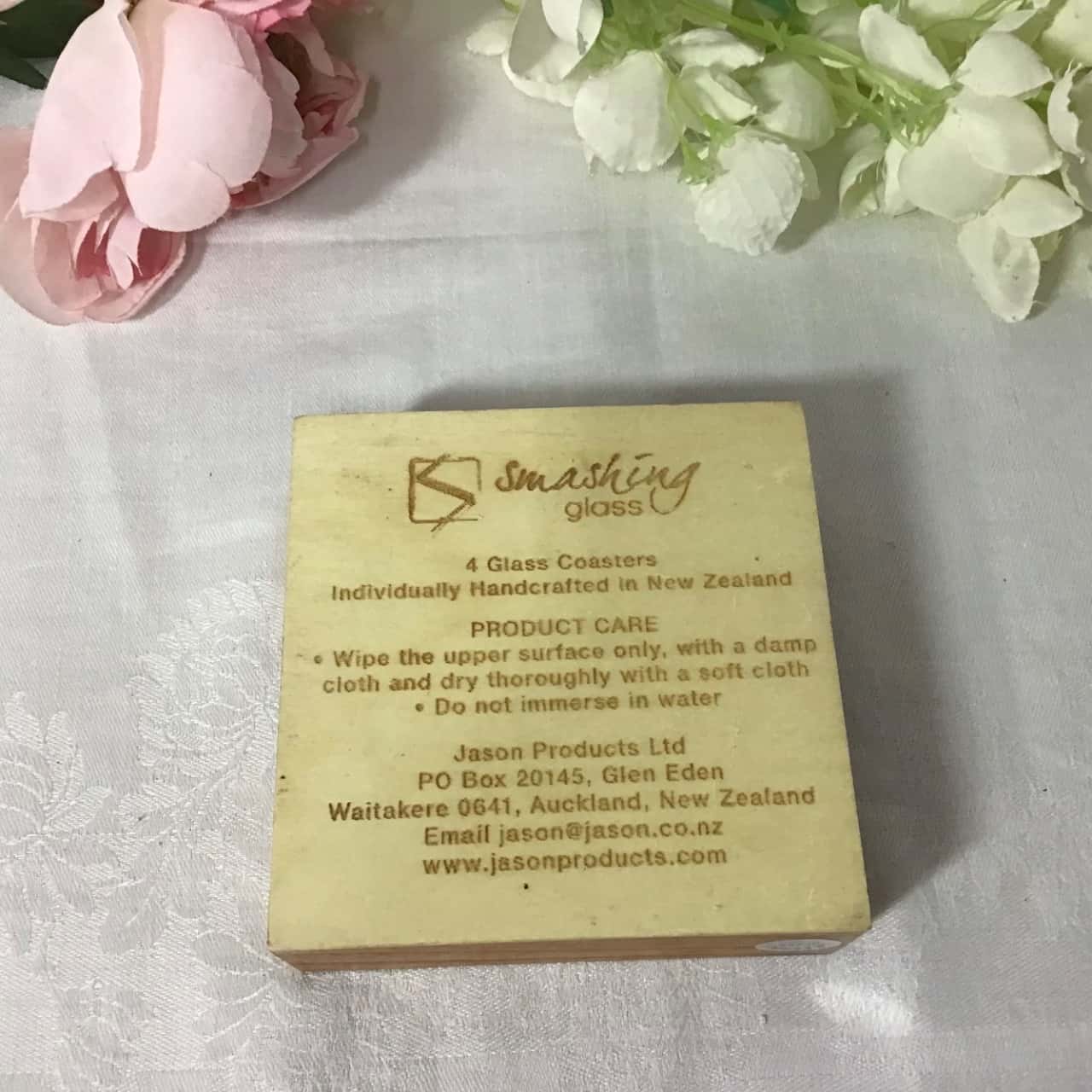 Smashing Glass Set of 4 Paua Shell Design / Frosted Glass Coasters in