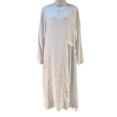 Haris Cotton Womens Size L Linen Maxi Dress White BNWT