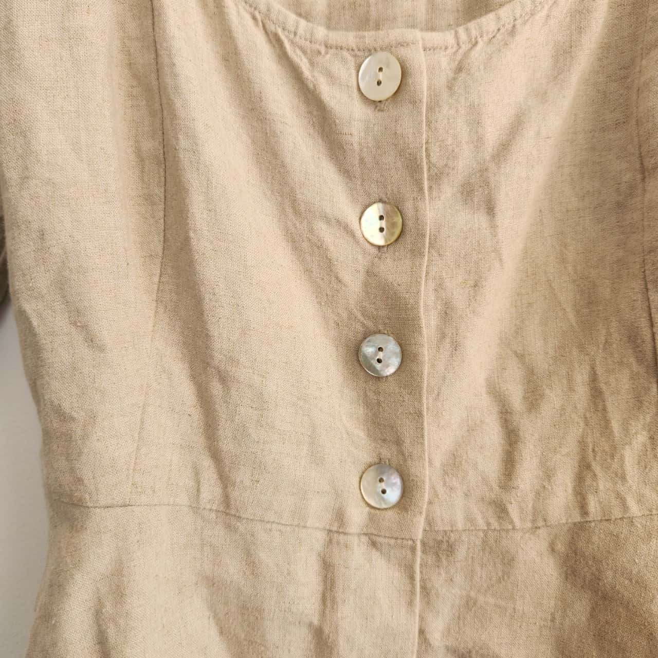 Sportsgirl Linen/Viscose Beige Top Short Sleeve Size 10 / M(s)