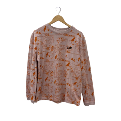  Hoddle Mens  Size S Sweatshirt Orange / Beige Cartoon