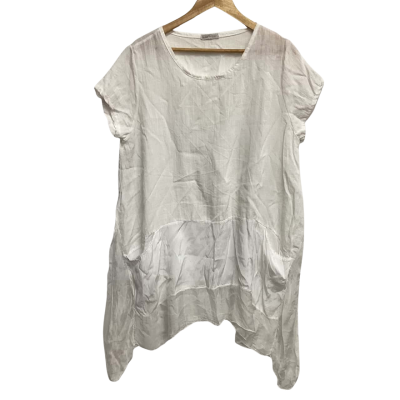 Made-in Italy Womens  Size 12 Short Sleeve Top White (g)