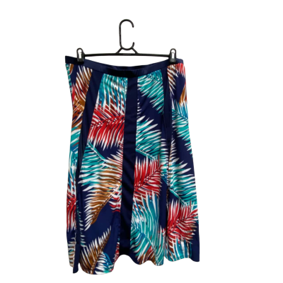 Noni B Womens  Size XL Asymmetrical Hemline Skirt Blue / Burnt Orange / Floral 