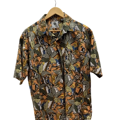 David Jones Mens Orange Floral Shirt