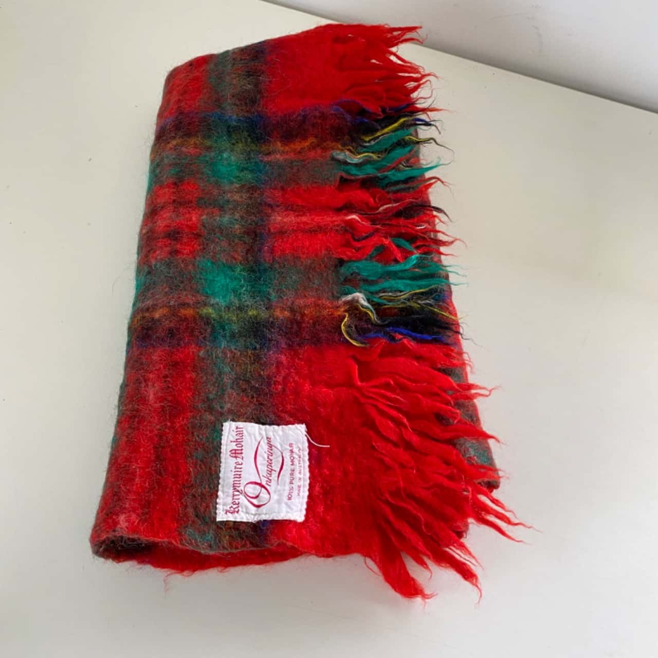 Onkaparinga Red Checked 100 Pure Mohair Blanket