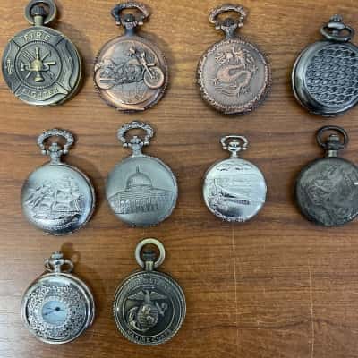 ***NOT TESTED*** Collection of 10 silver and copper toned pocket watches 