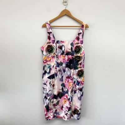 Spoil Yourself White Pink Floral Sleeveless Mini Dress Size 14 