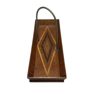 Vintage Inlaid Wood Tray With Metal Handle - Circa 1920s