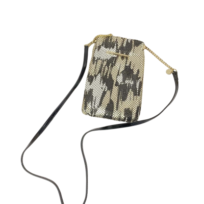 Mimco Black/Silver/Gold Leopardess Mesh Purse RRP $179