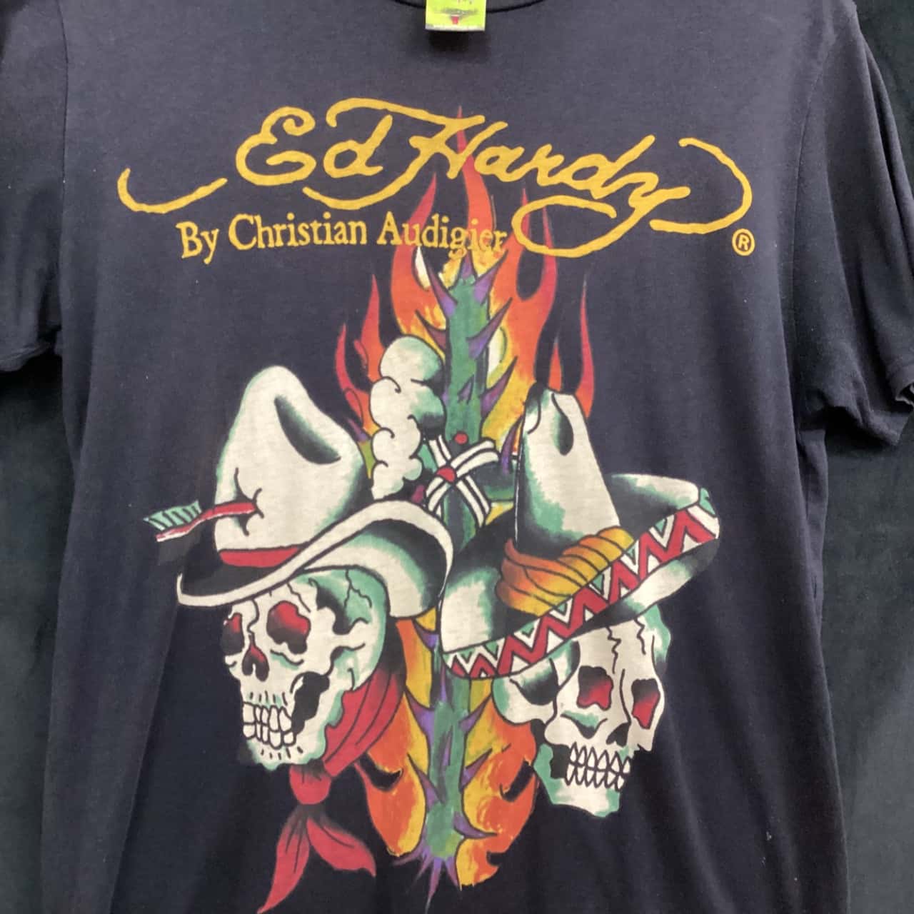 Ed Hardy Mens Size S Black Skull Cowboy Pattern(s)
