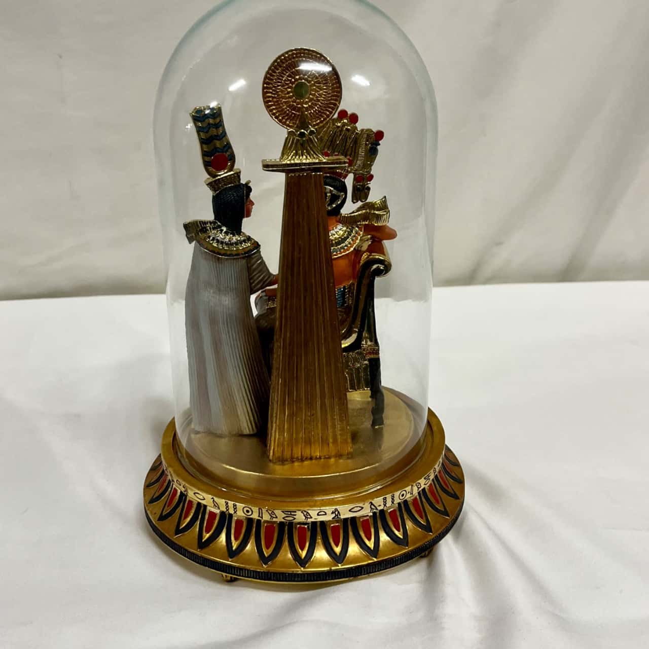 The Pharaoh and His Queen handpainted Limited Edition glass dome