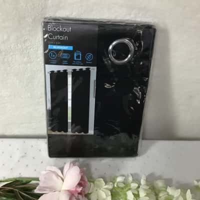 Black Block Out Eyelet Curtain (new)
