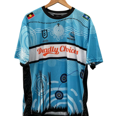 Struddys Deadly Choices Mens Size XXL Printed Shirt Blue / White/Black BNWT