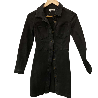 Kookai Womens  Size 34 Casual Denim Dress / Long Sleeve Dress Black  