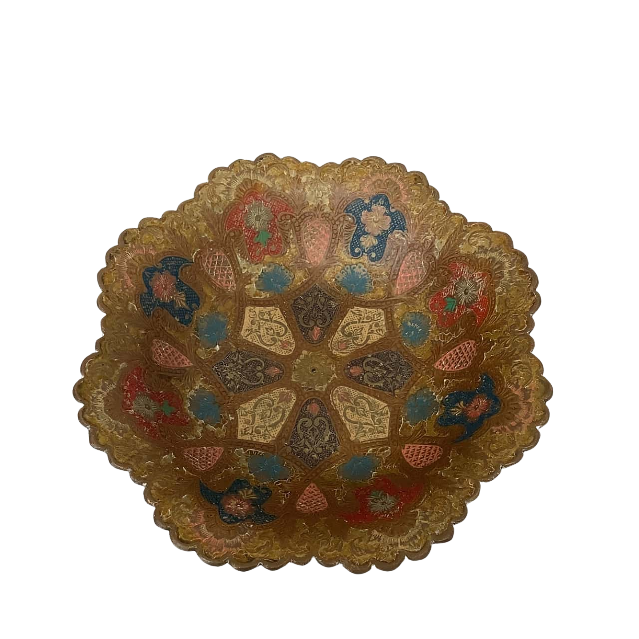 Retro Colourful Patterned Brass Bowl (s)
